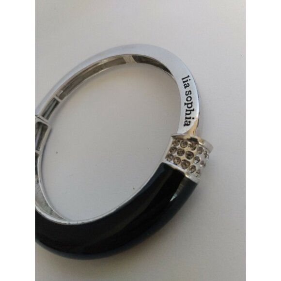 LIA SOPHIA Chromatic Silver & Black Stretch Bracelet size Medium(2 3/8" INSIDE) - Picture 3 of 5